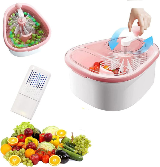 Fruit Cleaning Device 720 Degree Scrubbing Fruit And Vegetable Wash - Fruit And Vegetable Cleaning With Full-Sided Spin Scrubber Brush For Kitchen (Vegetable (Pink)