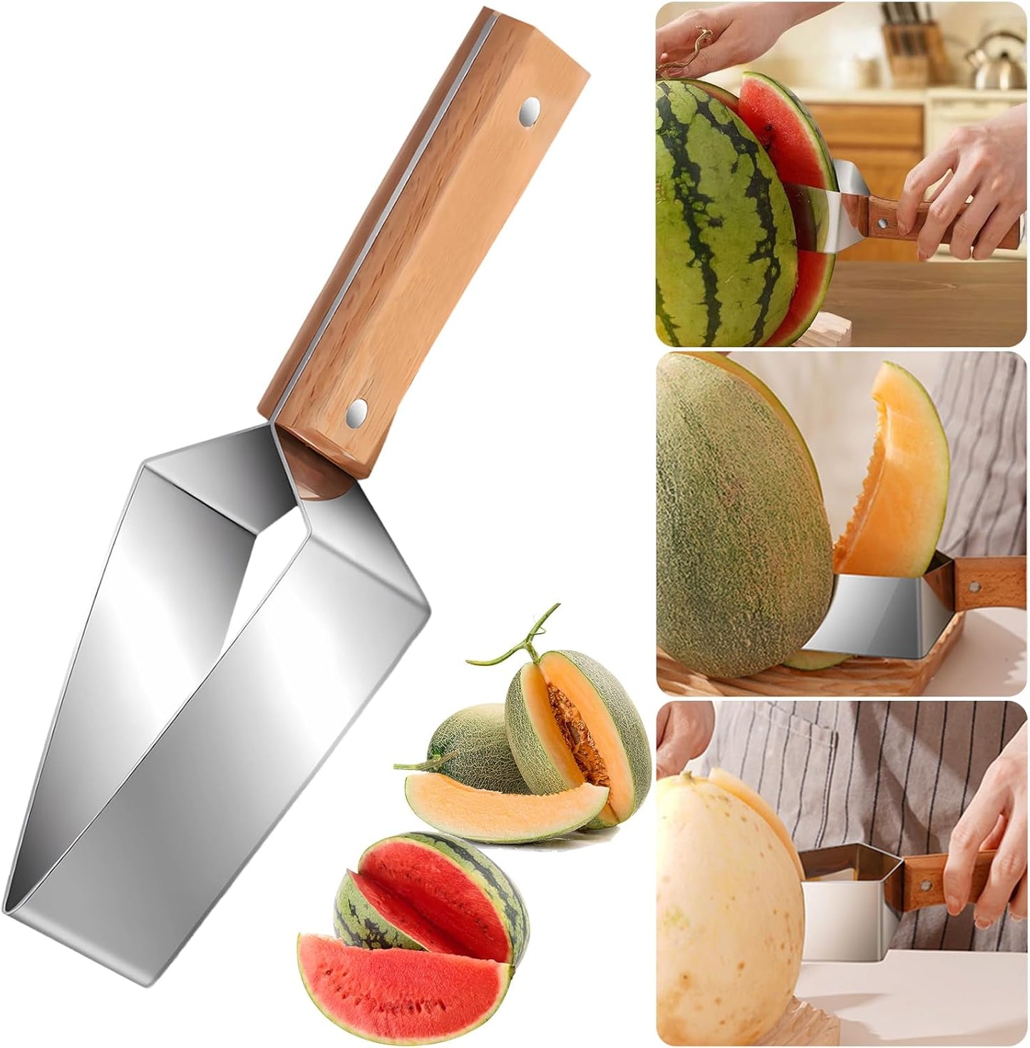 Triangle Watermelon Cutter, Fruit Slicer Tool with Windmill Design, Watermelon Cubes & Stainless Steel Divider, Perfect for Melon & Fruit Slicing, Kitchen Gadget