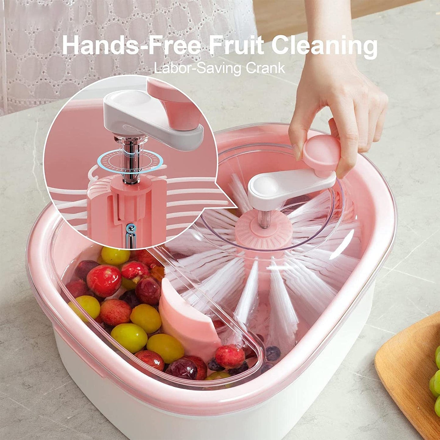 Fruit Cleaning Device 720 Degree Scrubbing Fruit And Vegetable Wash - Fruit And Vegetable Cleaning With Full-Sided Spin Scrubber Brush For Kitchen (Vegetable (Pink)