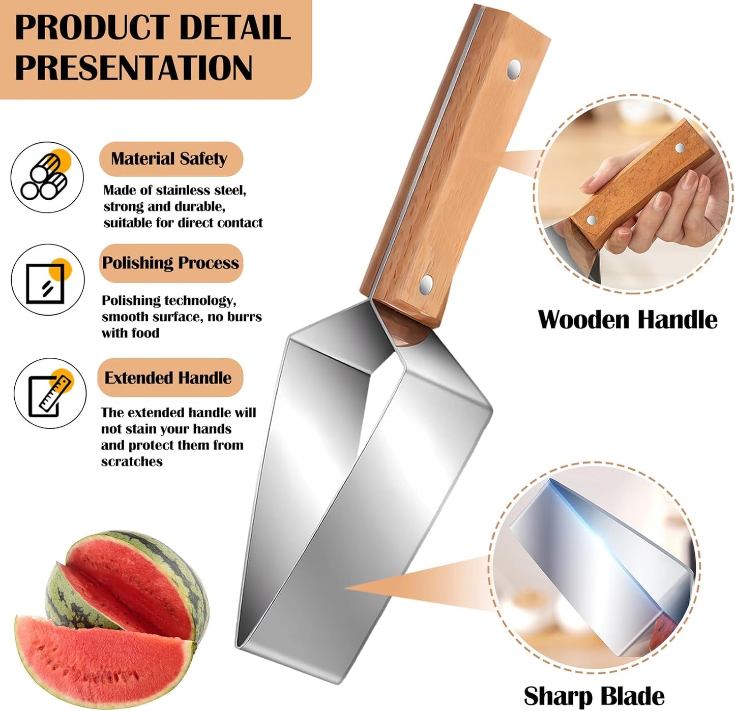 Triangle Watermelon Cutter, Fruit Slicer Tool with Windmill Design, Watermelon Cubes & Stainless Steel Divider, Perfect for Melon & Fruit Slicing, Kitchen Gadget