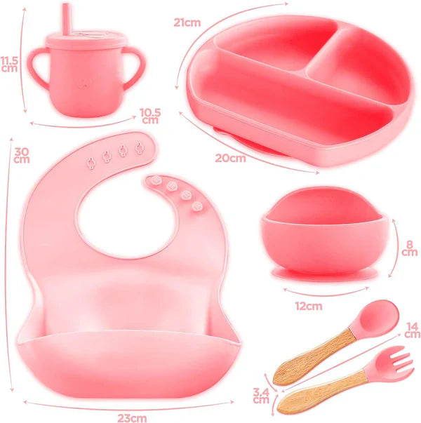 🥄 7-Piece Silicone Baby Cutlery Set – Safe Feeding Kit for Toddlers 👶 BPA-Free