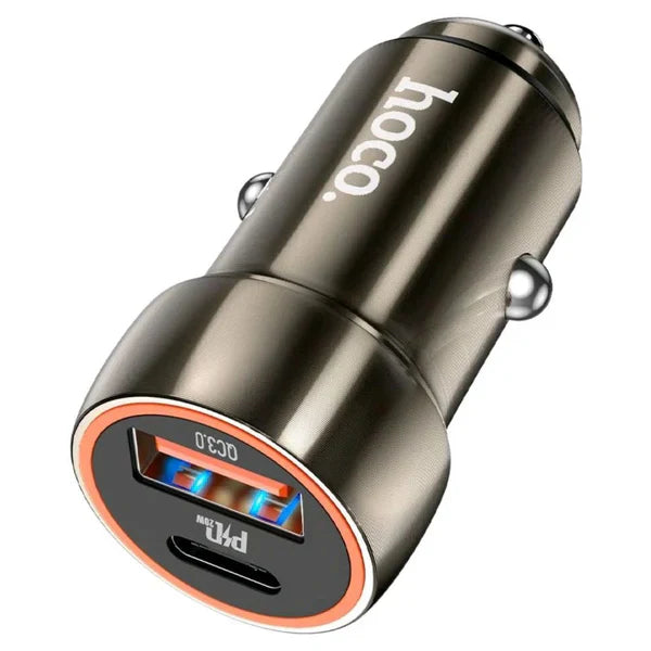 Hoco Blue Whale Car Charger (Z46A) ⚡ | 20W Type-C + 18W USB Fast Charging Adapter 🚗🔋