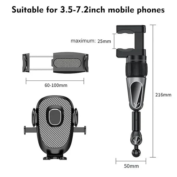 Flexible Car Phone Holder 📱 | Magnetic Mirror Mount with Adjustable Angles 🚗✨