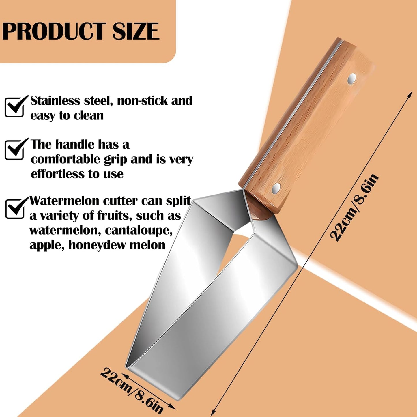 Triangle Watermelon Cutter, Fruit Slicer Tool with Windmill Design, Watermelon Cubes & Stainless Steel Divider, Perfect for Melon & Fruit Slicing, Kitchen Gadget