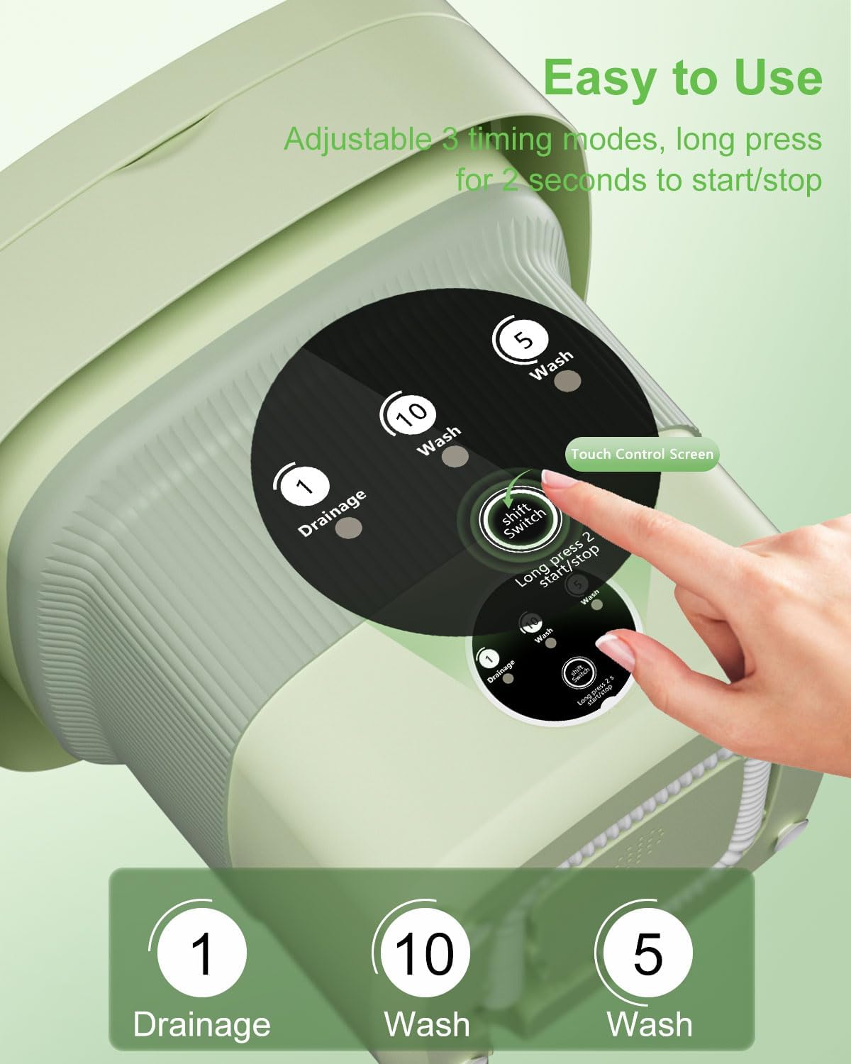 9L Portable Washing Machine, Mini Laundry Washer with 3 Kinds of Time Modes, for Underwear, Baby Clothes, Sock, Small Delicates. Foldable Washing Machine for Apartment, Home, Hotel, Camping, RV(Green)