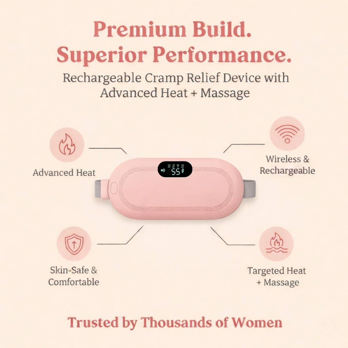 Electric Period Cramp Massager – Gentle Heating Pad for Quick Relief