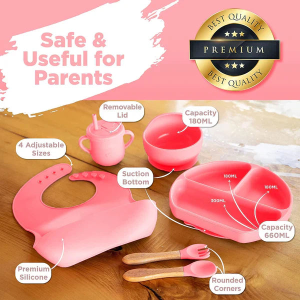 🥄 7-Piece Silicone Baby Cutlery Set – Safe Feeding Kit for Toddlers 👶 BPA-Free