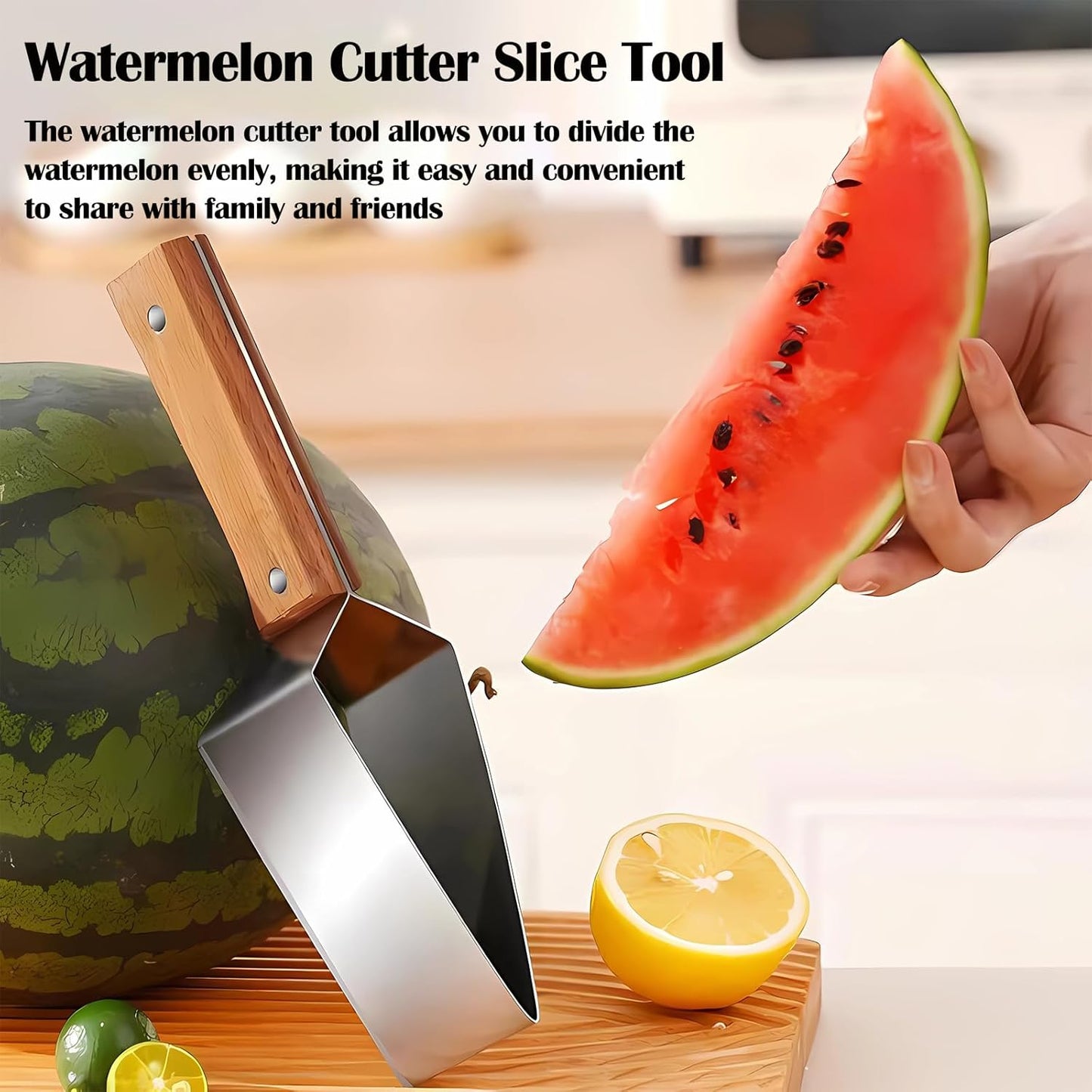 Triangle Watermelon Cutter, Fruit Slicer Tool with Windmill Design, Watermelon Cubes & Stainless Steel Divider, Perfect for Melon & Fruit Slicing, Kitchen Gadget