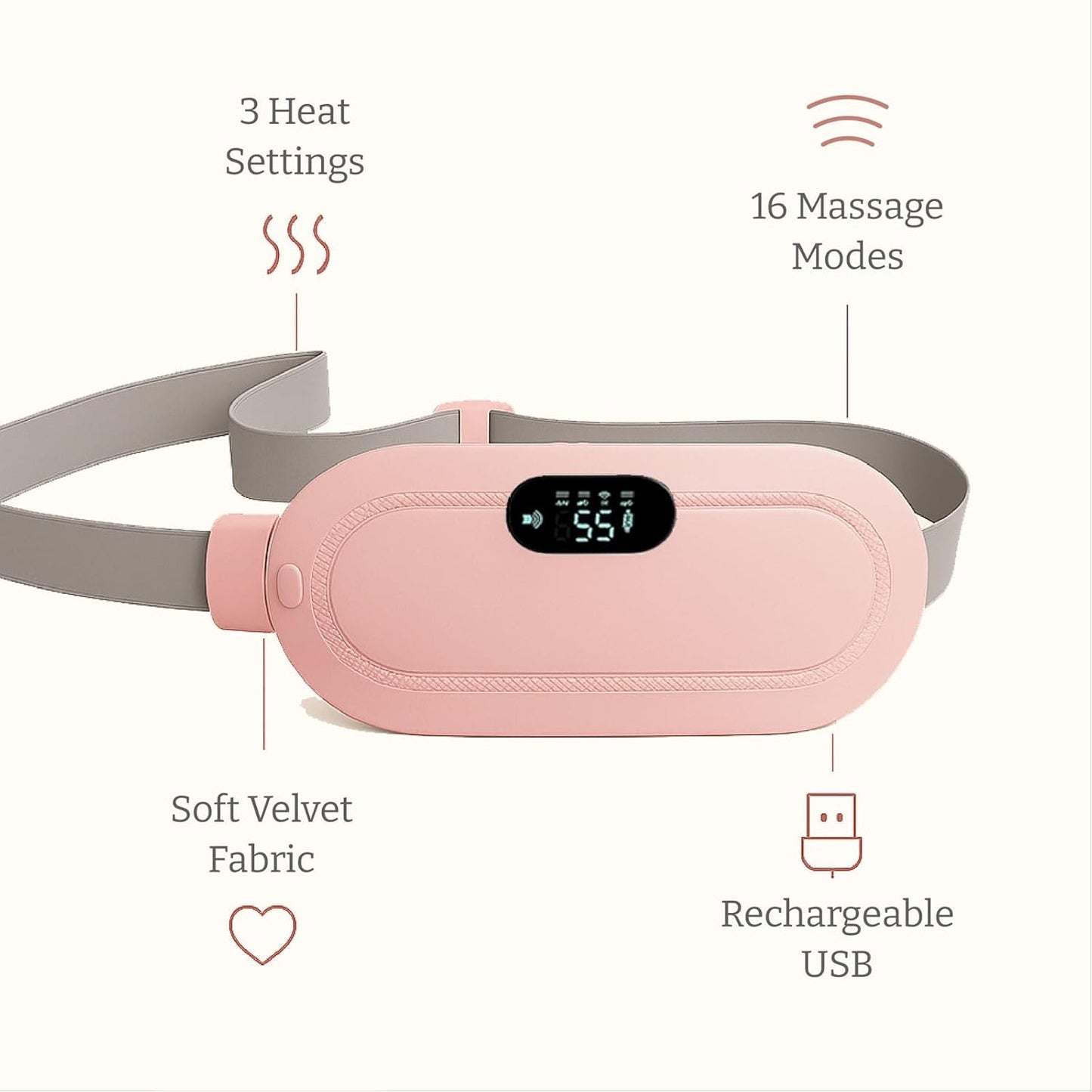 Electric Period Cramp Massager – Gentle Heating Pad for Quick Relief