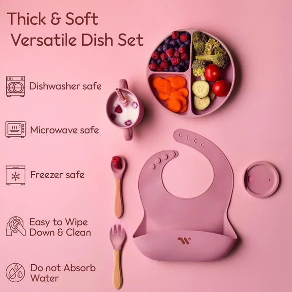 🥄 7-Piece Silicone Baby Cutlery Set – Safe Feeding Kit for Toddlers 👶 BPA-Free