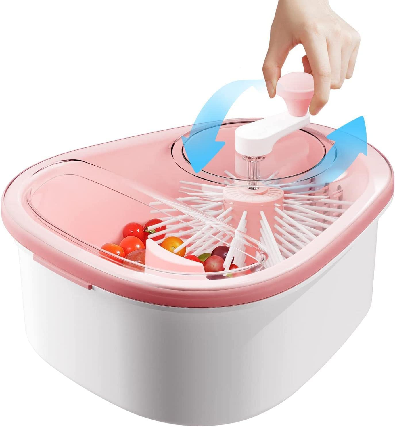 Fruit Cleaning Device 720 Degree Scrubbing Fruit And Vegetable Wash - Fruit And Vegetable Cleaning With Full-Sided Spin Scrubber Brush For Kitchen (Vegetable (Pink)