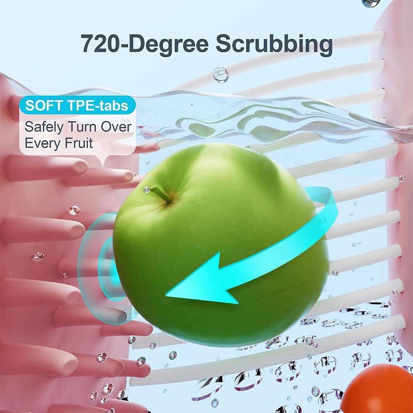 Fruit Cleaning Device 720 Degree Scrubbing Fruit And Vegetable Wash - Fruit And Vegetable Cleaning With Full-Sided Spin Scrubber Brush For Kitchen (Vegetable (Pink)
