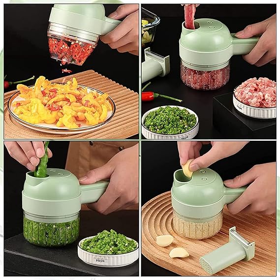 4 in 1 Portable Electric Chopper Set for Garlic Pepper Onion