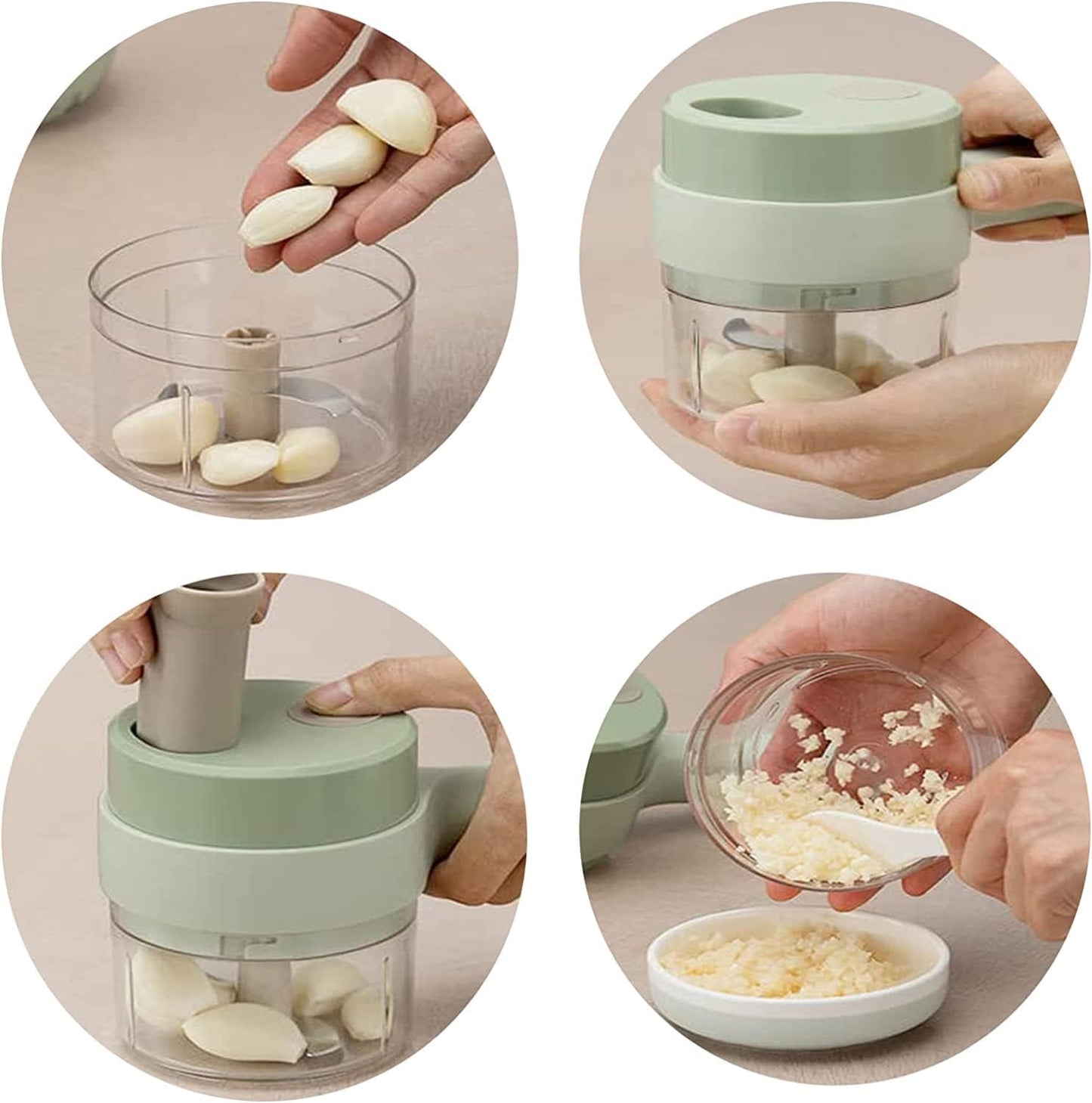 4 in 1 Portable Electric Chopper Set for Garlic Pepper Onion