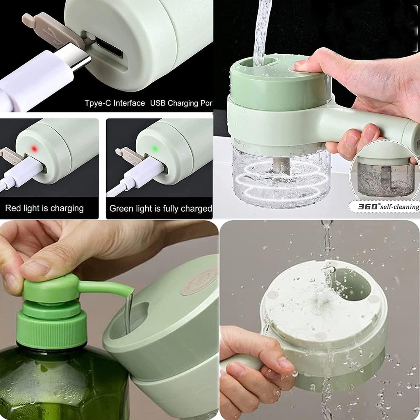 4 in 1 Portable Electric Chopper Set for Garlic Pepper Onion