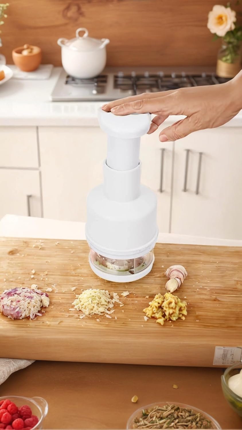 Manual Hand Press Vegetable Chopper & Onion Garlic Mincer