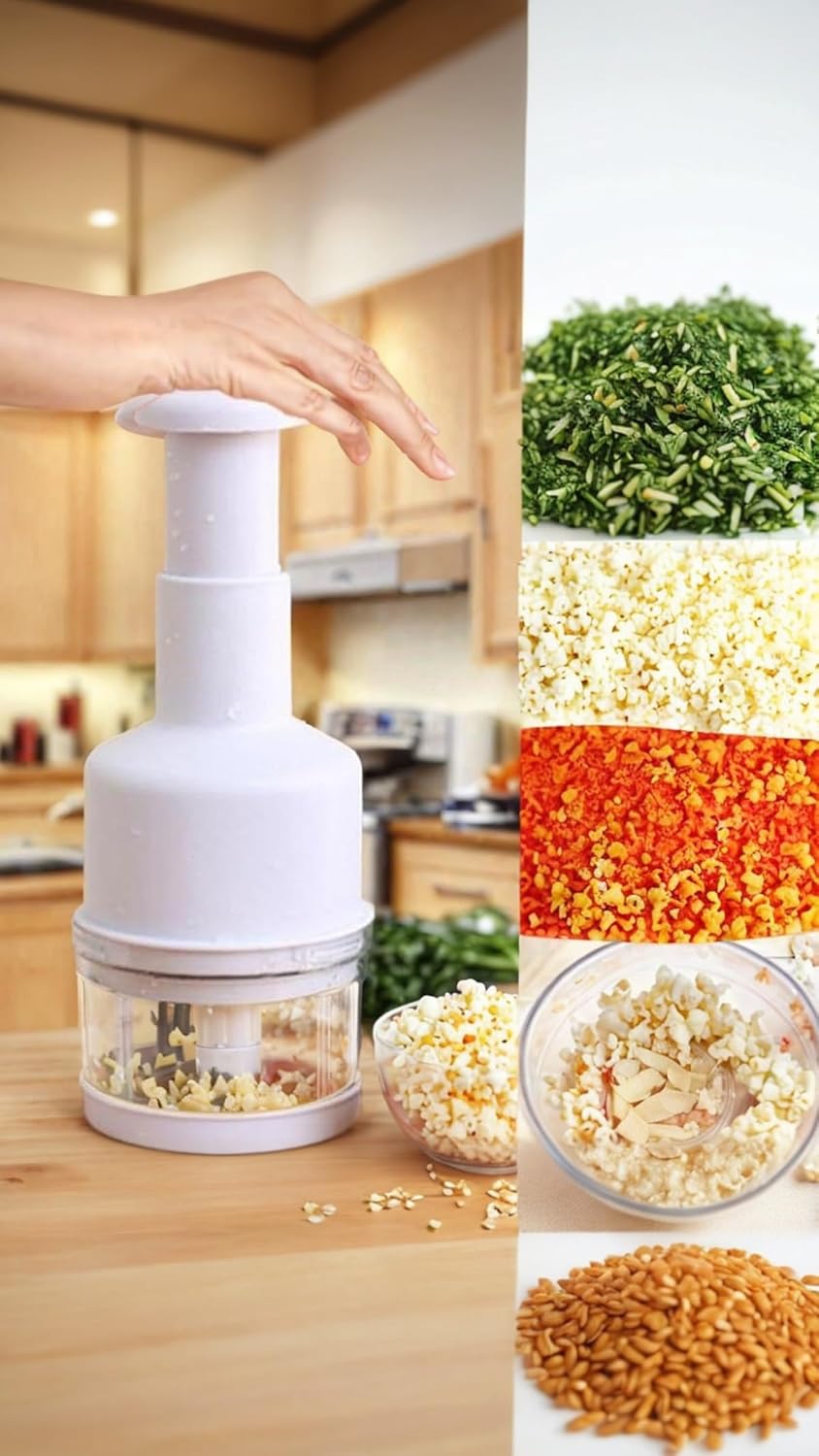 Manual Hand Press Vegetable Chopper & Onion Garlic Mincer