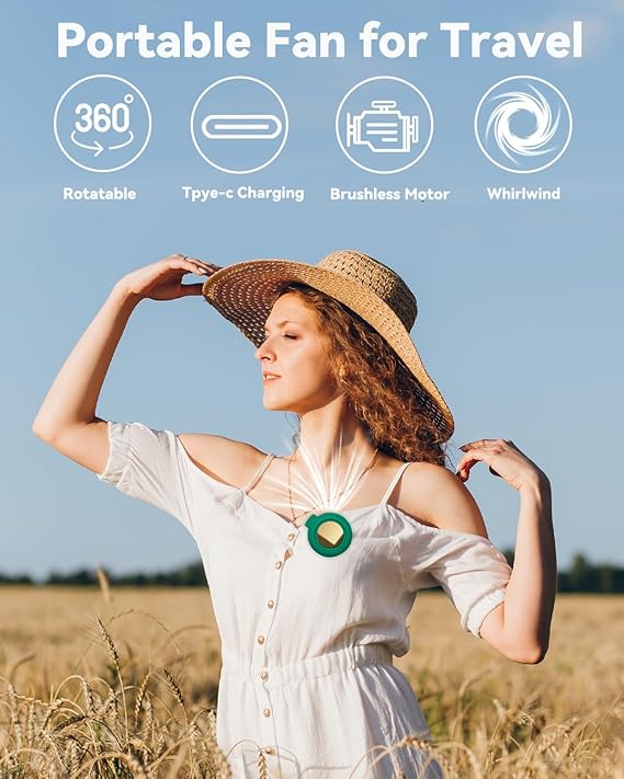 Portable Mini Bladeless Waist Clip Fan – 3 Speed Rechargeable Fan