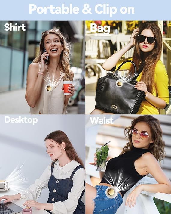 Portable Mini Bladeless Waist Clip Fan – 3 Speed Rechargeable Fan