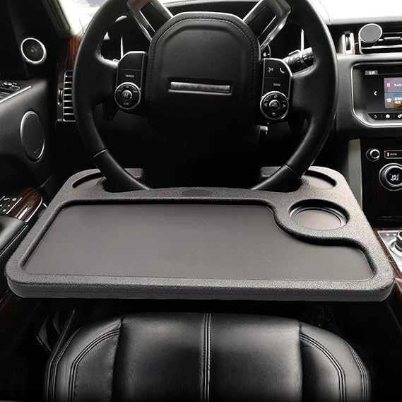 Car Steering Wheel Tray for Writing Laptop Dining Food Drink Work (Black)
