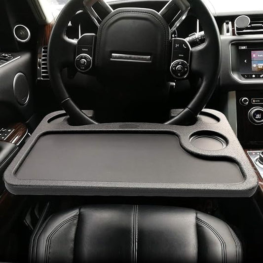 Car Steering Wheel Tray for Writing Laptop Dining Food Drink Work (Black)