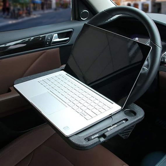 Car Steering Wheel Tray for Writing Laptop Dining Food Drink Work (Black)