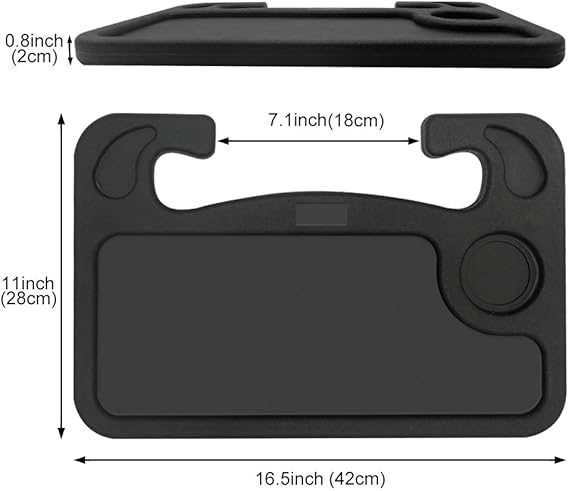 Car Steering Wheel Tray for Writing Laptop Dining Food Drink Work (Black)